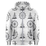 Marine-nautical-seamless-pattern-with-vintage-lighthouse-wheel Men s Zipper Hoodie