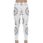 Marine-nautical-seamless-pattern-with-vintage-lighthouse-wheel Classic Yoga Leggings