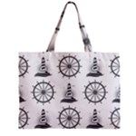 Marine-nautical-seamless-pattern-with-vintage-lighthouse-wheel Zipper Mini Tote Bag