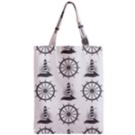 Marine-nautical-seamless-pattern-with-vintage-lighthouse-wheel Zipper Classic Tote Bag