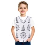 Marine-nautical-seamless-pattern-with-vintage-lighthouse-wheel Kids  Basketball Tank Top