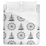 Marine-nautical-seamless-pattern-with-vintage-lighthouse-wheel Duvet Cover (Queen Size)