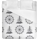 Marine-nautical-seamless-pattern-with-vintage-lighthouse-wheel Duvet Cover (King Size)