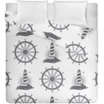 Marine-nautical-seamless-pattern-with-vintage-lighthouse-wheel Duvet Cover Double Side (King Size)