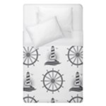 Marine-nautical-seamless-pattern-with-vintage-lighthouse-wheel Duvet Cover (Single Size)