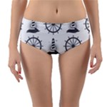 Marine-nautical-seamless-pattern-with-vintage-lighthouse-wheel Reversible Mid-Waist Bikini Bottoms