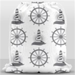 Marine-nautical-seamless-pattern-with-vintage-lighthouse-wheel Drawstring Bag (Large)