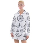 Marine-nautical-seamless-pattern-with-vintage-lighthouse-wheel Women s Long Sleeve Casual Dress