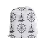 Marine-nautical-seamless-pattern-with-vintage-lighthouse-wheel Drawstring Pouch (XL)