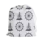 Marine-nautical-seamless-pattern-with-vintage-lighthouse-wheel Drawstring Pouch (2XL)