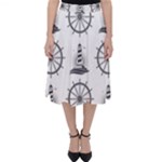 Marine-nautical-seamless-pattern-with-vintage-lighthouse-wheel Classic Midi Skirt