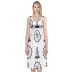 Marine-nautical-seamless-pattern-with-vintage-lighthouse-wheel Midi Sleeveless Dress