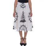 Marine-nautical-seamless-pattern-with-vintage-lighthouse-wheel Perfect Length Midi Skirt