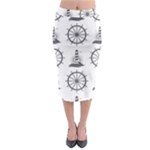 Marine-nautical-seamless-pattern-with-vintage-lighthouse-wheel Midi Pencil Skirt