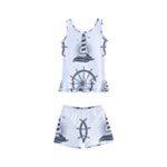 Marine-nautical-seamless-pattern-with-vintage-lighthouse-wheel Kids  Boyleg Swimsuit