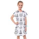 Marine-nautical-seamless-pattern-with-vintage-lighthouse-wheel Kids  Drop Waist Dress