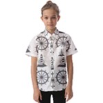 Marine-nautical-seamless-pattern-with-vintage-lighthouse-wheel Kids  Short Sleeve Shirt