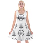 Marine-nautical-seamless-pattern-with-vintage-lighthouse-wheel Reversible Velvet Sleeveless Dress