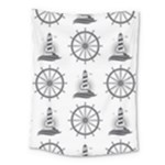 Marine-nautical-seamless-pattern-with-vintage-lighthouse-wheel Medium Tapestry