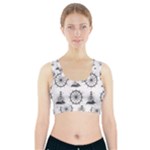 Marine-nautical-seamless-pattern-with-vintage-lighthouse-wheel Sports Bra With Pocket