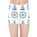 Marine-nautical-seamless-pattern-with-vintage-lighthouse-wheel Kids  Sports Shorts