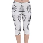 Marine-nautical-seamless-pattern-with-vintage-lighthouse-wheel Velvet Capri Leggings 