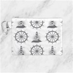 Marine-nautical-seamless-pattern-with-vintage-lighthouse-wheel Canvas Cosmetic Bag (Medium)