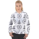 Marine-nautical-seamless-pattern-with-vintage-lighthouse-wheel Women s Overhead Hoodie