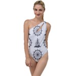 Marine-nautical-seamless-pattern-with-vintage-lighthouse-wheel To One Side Swimsuit