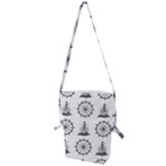 Marine-nautical-seamless-pattern-with-vintage-lighthouse-wheel Folding Shoulder Bag