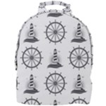 Marine-nautical-seamless-pattern-with-vintage-lighthouse-wheel Mini Full Print Backpack