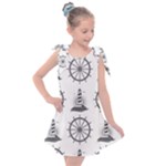 Marine-nautical-seamless-pattern-with-vintage-lighthouse-wheel Kids  Tie Up Tunic Dress