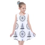 Marine-nautical-seamless-pattern-with-vintage-lighthouse-wheel Kids  Summer Dress