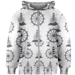 Marine-nautical-seamless-pattern-with-vintage-lighthouse-wheel Kids  Zipper Hoodie Without Drawstring