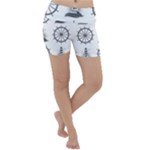 Marine-nautical-seamless-pattern-with-vintage-lighthouse-wheel Lightweight Velour Yoga Shorts