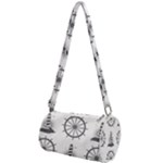 Marine-nautical-seamless-pattern-with-vintage-lighthouse-wheel Mini Cylinder Bag