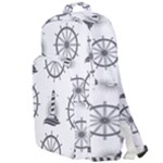 Marine-nautical-seamless-pattern-with-vintage-lighthouse-wheel Double Compartment Backpack