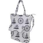 Marine-nautical-seamless-pattern-with-vintage-lighthouse-wheel Shoulder Tote Bag