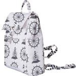 Marine-nautical-seamless-pattern-with-vintage-lighthouse-wheel Buckle Everyday Backpack