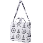 Marine-nautical-seamless-pattern-with-vintage-lighthouse-wheel Square Shoulder Tote Bag