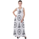 Marine-nautical-seamless-pattern-with-vintage-lighthouse-wheel Empire Waist Velour Maxi Dress