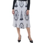 Marine-nautical-seamless-pattern-with-vintage-lighthouse-wheel Classic Velour Midi Skirt 