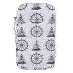 Marine-nautical-seamless-pattern-with-vintage-lighthouse-wheel Waist Pouch (Large)