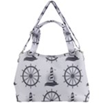 Marine-nautical-seamless-pattern-with-vintage-lighthouse-wheel Double Compartment Shoulder Bag