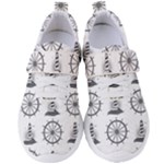 Marine-nautical-seamless-pattern-with-vintage-lighthouse-wheel Women s Velcro Strap Shoes