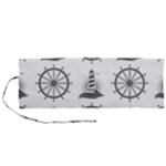 Marine-nautical-seamless-pattern-with-vintage-lighthouse-wheel Roll Up Canvas Pencil Holder (M)