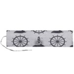 Marine-nautical-seamless-pattern-with-vintage-lighthouse-wheel Roll Up Canvas Pencil Holder (L)