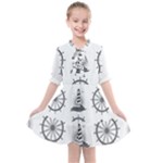 Marine-nautical-seamless-pattern-with-vintage-lighthouse-wheel Kids  All Frills Chiffon Dress