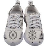 Marine-nautical-seamless-pattern-with-vintage-lighthouse-wheel Kids Athletic Shoes