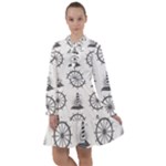 Marine-nautical-seamless-pattern-with-vintage-lighthouse-wheel All Frills Chiffon Dress